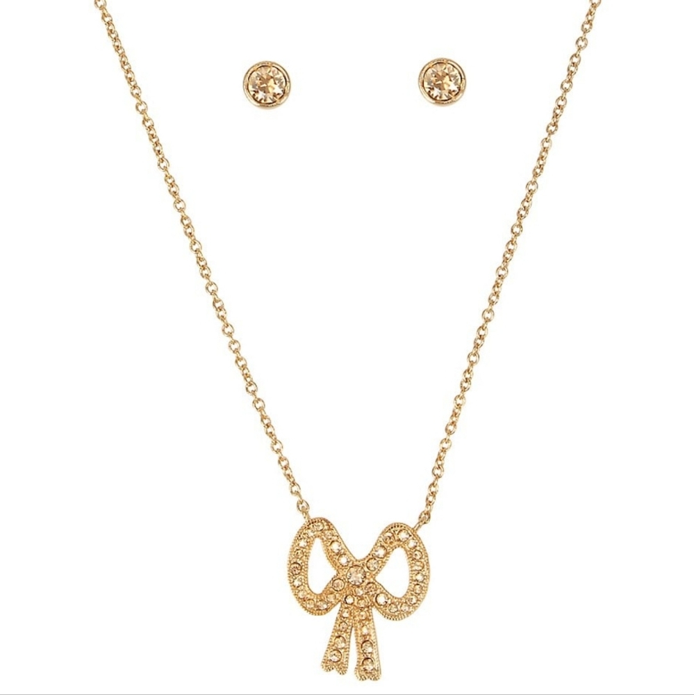 Coach Bowtie Necklace & Earring SET Gold